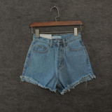 Summer Casual Skinny Denim Hotpants Women High Waist Jeans Shorts American Sexy Tassel Denim Shorts