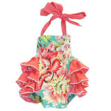 Summer Casual Newborn Kids Infant Baby Girl Foral Ruffled Romper Sleeveless Floral Jumpsuit Outfit Clothes Baby Girl Romper