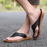 Summer Casual Leather Men's Sandals Beach Slippers Anti-skid Flip Flops Men Lesiure Shoes Loafers