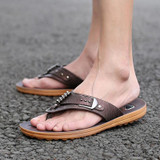 Summer Casual Leather Men's Sandals Beach Slippers Anti-skid Flip Flops Men Lesiure Shoes Loafers