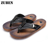 Summer Casual Leather Men's Sandals Beach Slippers Anti-skid Flip Flops Men Lesiure Shoes Loafers