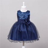 Summer Baby Dresses Girls Sequin Flower Bowknot Birthday Wedding Party Tutu Dress Girl