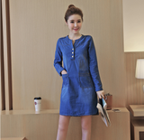 Summer Autumn Women Dress Plus Size Jeans Denim Dress Women  V-neck Sexy Casual Office Jeans Dress Vestidos Robe 2017 Dresses