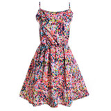 Summer autumn Women Floral Sundress Sleeveless Chiffon Beach Straps Mini Dress