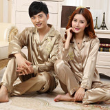 Summer autumn new couple silk pajamas sexy lovers' silk pajamas long sleeved pajama set married men women sleepwear loungewear Summer autumn new couple silk pajamas sexy lovers' silk pajamas long sleeved pajama set married men women sleepwear loungewear