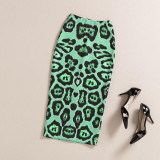 Summer Autumn Pencil Skirt Women High Waist Vintage Elegant Bodycon Green/Camel Leopard Print Midi Skirts Female faldas largas