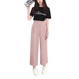 Summer Autumn Loose Wide Leg Pants Women Trousers Casual Elastic High Waist Thin Pantalones Ankle Length Ladies Office Pants