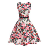 Summer Autumn Dresses Women 2018 Sexy Elegant Vintage A-line Short Audrey Hepburn Floral Print Party Dresses Female Vestidos