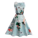Summer Autumn Dresses Women 2018 Sexy Elegant Vintage A-line Short Audrey Hepburn Floral Print Party Dresses Female Vestidos