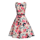 Summer Autumn Dresses Women 2018 Sexy Elegant Vintage A-line Short Audrey Hepburn Floral Print Party Dresses Female Vestidos