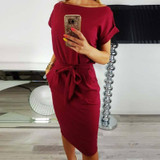 Summer Autumn 2018 Dress Women Slim belt dress Short Sleeve Office Business Dress Elegant Sheath Party dresses Vestidos