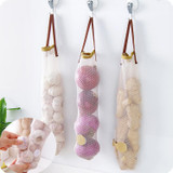 Storage of Fruits Vegetables Hanging Hollow Breathable Mesh Bag Portable Handle Garlic Onion Bag kitchen Storage bag