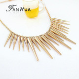 Steampunk Pendant Necklace Gold-Color Silver Color Chain Spike Maxi Statement Necklaces & Pendants For Women Jewelry