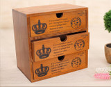 Staygold Zakka Multifunctional Mini Storage Cabinet Three Drawer Box Wood Craft Storage Box Small Parts Vintage Home Decor