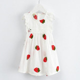 Stay Naive girl dress summer 2017 new children's clothing small flying sleeve embroidered strawberry dress baby