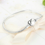 Starland Fine 925 Sterling Silver Snake Chain Paved CZ Love Heart Charm Bracelet &amp; Bangle Fit Original brand Jewelry 16cm-21cm