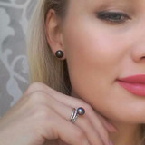 DAIMI Silver Earrings 4 Sizes Black Freshwater Pearls 925 Sterling Silver Jewelry for Women Studs Gifts Luxury Quality