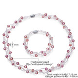 DAIMI Natural Pearl Necklace Bracelet Wedding Jewelry, 5-6mm Cultured Pearl White Pink Lavender Pearl Sets, Bridal Jewelry Sets