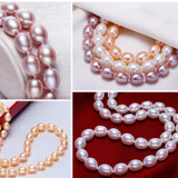 DAIMI Natural Pearl Necklace Casual 7-8mm Rice Pearl Choker Necklaces 18 Inches White Freshwater Pearl Choker MOLLY