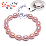 DAIMI Brand Freshwater Pearls Bracelet 7-8 mm Natural White Pearl Oval Shape River Pearls Bracelets Casual Bracelet