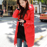 Dabuwawa Red Winter Women Casual Long Down Coat Warm Jacket Down Duck Female