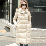 Dabuwawa Beige Winter Women Casual Long Down Coat Hooded Parka A Line Warm Jacket Down Duck Female