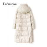 Dabuwawa Beige Winter Women Casual Long Down Coat Hooded Parka A Line Warm Jacket Down Duck Female