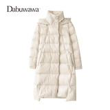 Dabuwawa Beige Winter Women Casual Long Down Coat Hooded Parka A Line Warm Jacket Down Duck Female