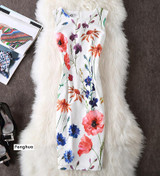 CYAN Summer Dress Women 2018 Casual Plus Size Elegant Floral Print Party Dress Sexy Slim Ladies White Bodycon Dress Female 4XL