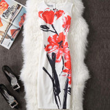 CYAN Summer Dress Women 2018 Casual Plus Size Elegant Floral Print Party Dress Sexy Slim Ladies White Bodycon Dress Female 4XL