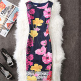 CYAN Summer Dress Women 2018 Casual Plus Size Elegant Floral Print Party Dress Sexy Slim Ladies White Bodycon Dress Female 4XL