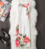 CYAN Summer Dress Women 2018 Casual Plus Size Elegant Floral Print Party Dress Sexy Slim Ladies White Bodycon Dress Female 4XL