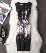 CYAN Summer Dress Women 2018 Casual Plus Size Elegant Floral Print Party Dress Sexy Slim Ladies White Bodycon Dress Female 4XL