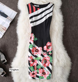 CYAN Summer Dress Women 2018 Casual Plus Size Elegant Floral Print Party Dress Sexy Slim Ladies White Bodycon Dress Female 4XL