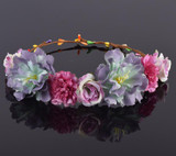 CXADDITIONS Rose Carnations Peony Flower Halo Bridal Floral Crown Hair Band Wreath Mint Head Wreath Wedding Headpiece Bridesmaid