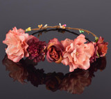 CXADDITIONS Rose Carnations Peony Flower Halo Bridal Floral Crown Hair Band Wreath Mint Head Wreath Wedding Headpiece Bridesmaid
