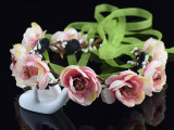 CXADDITIONS Bridal Floral Adjustable Crown Hair Wreath girl Breath Camellia Flower Simple Halo Woodland Hairpiece Wedding Rustic