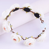 CXADDITIONS Bridal Floral Adjustable Crown Hair Wreath girl Breath Camellia Flower Simple Halo Woodland Hairpiece Wedding Rustic