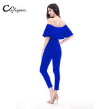 CUYIZAN women playsuit big size rompers Sexy off shoulder ruffles jumpsuit 2017 party slim party bodysuits women office Overalls