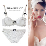 Cutout ultra-thin transparent sexy lace bra set push up thin gauze plus size underwear bra female