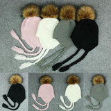 Cute Winter Baby Hat Fur Ball Pompom Cap Kids Girl Boy Winter Knitted Wool Hats Caps for Girls Hemming Hat Beanies