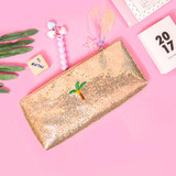 Cute Unicorn Printing Sequins Girls Case Cosmetic Makeup Bag PVC Pencil Pouch Purse for school