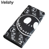Velishy Hot Sale Wallet for Women Cartoon Skull Print Wallet Womens Luxury Purses Female Pocket Money Bag