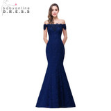 Under $50 Elegant Crystal Beaded Red Royal Blue Lace Mermaid Long Evening Dresses 2017 Prom Party Dress Robe De Soiree Longue