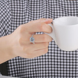 UMCHO Real S925 Sterling Silver Rings for Women Blue Topaz Ring Gemstone Aquamarine Cushion Romantic Gift Engagement Jewelry