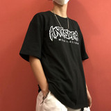 ulzzang Harajuku style personality finger printed loose t shirt 2017 summer new couple short sleeve t shirt women