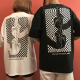 ulzzang Harajuku style personality finger printed loose t shirt 2017 summer new couple short sleeve t shirt women