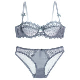 Ultrathin underwear lace transparent sexy bra set women plus size Half Cup bra and panty sets C cup brassiere white lingerie set Ultrathin underwear lace transparent sexy bra set women plus size Half Cup bra and panty sets C cup brassiere white lingerie set