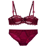 Ultrathin underwear lace transparent sexy bra set women plus size Half Cup bra and panty sets C cup brassiere white lingerie set Ultrathin underwear lace transparent sexy bra set women plus size Half Cup bra and panty sets C cup brassiere white lingerie set