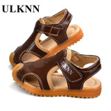 ULKNN Shoes For Children Soft Leather Kids Sandals Baby Beach Sandals Closed Toe Toddler Boys Shoes 2018 Fashion Sport Shoes